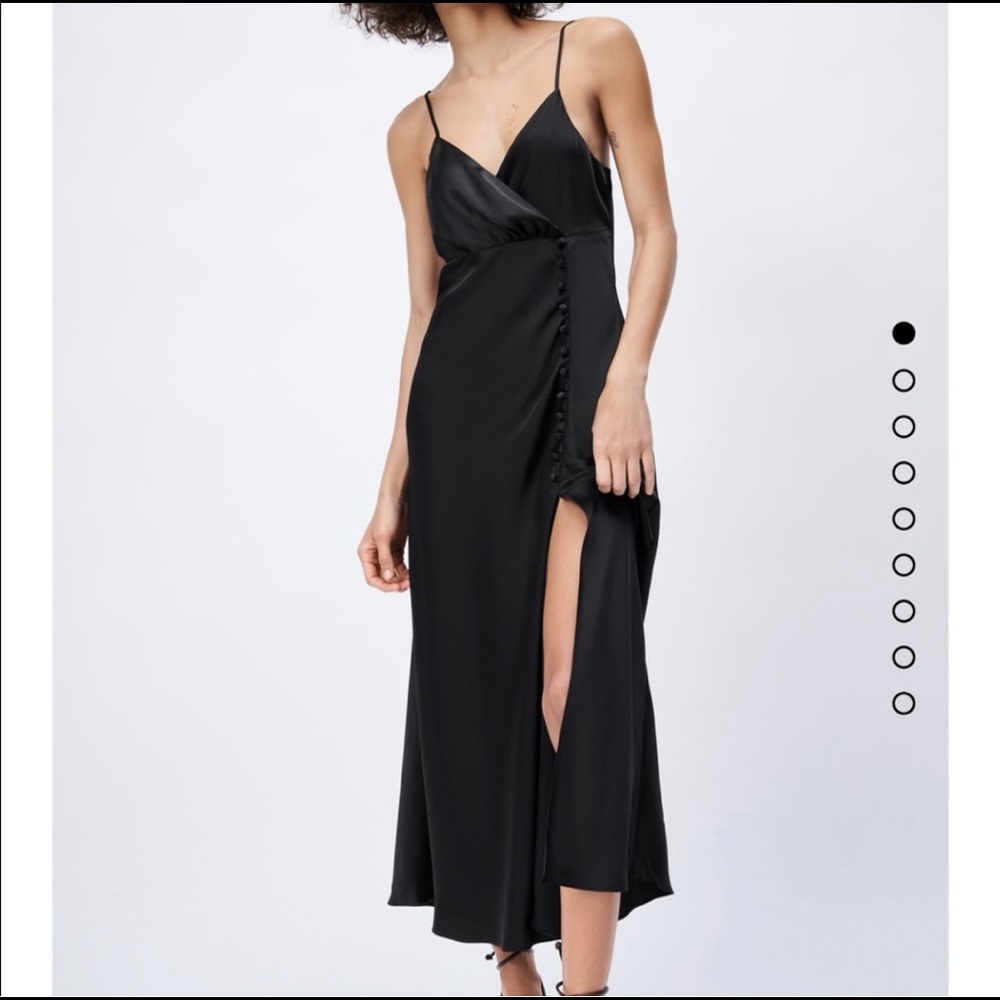 ZARA Satin Slip Button Dress